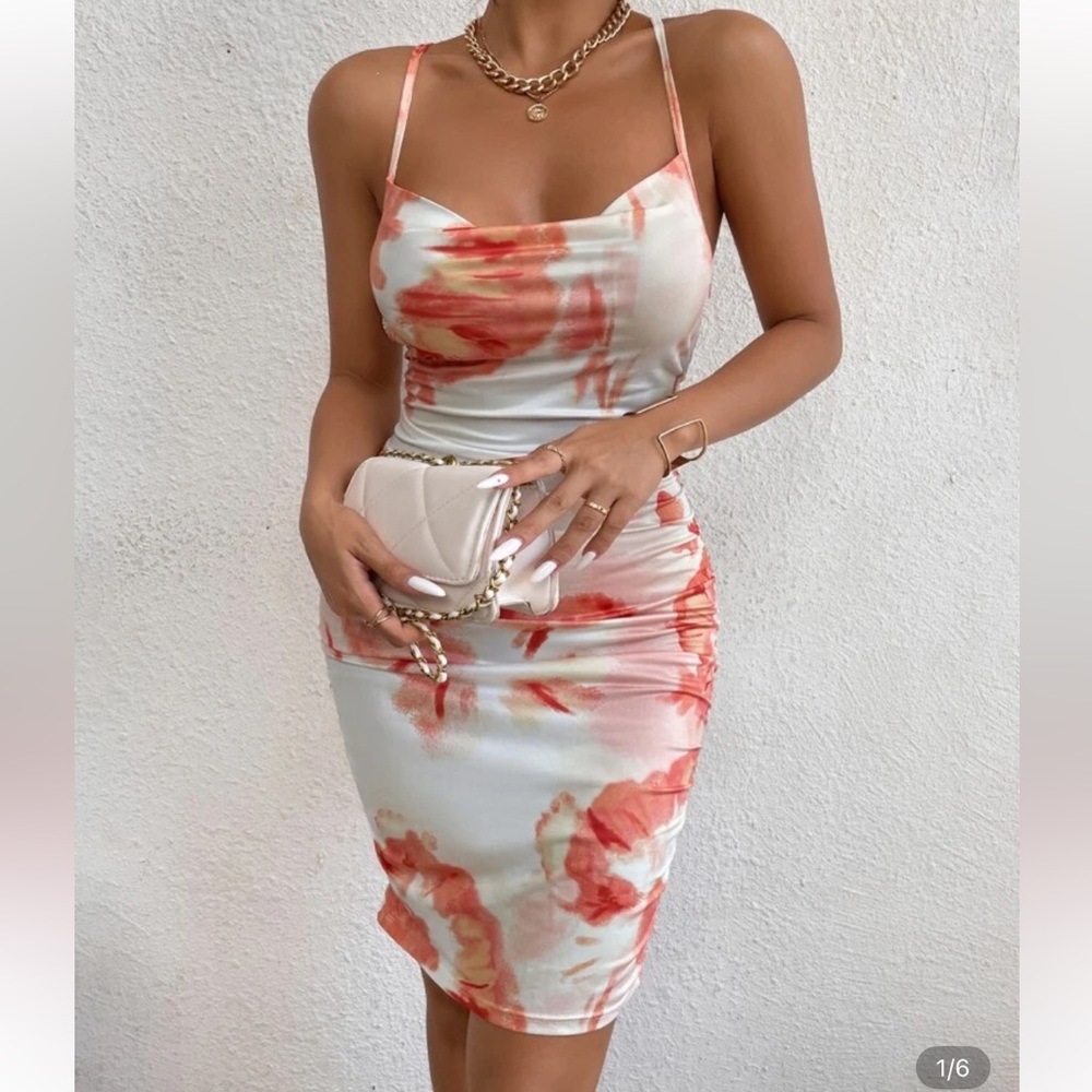 SHEIN Criss Cross Bodycon Midi Dress